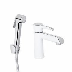 Смеситель для раковины Qtap Grand (с гигиеническим душем) QTGRA272CRW45671 Chrome/White